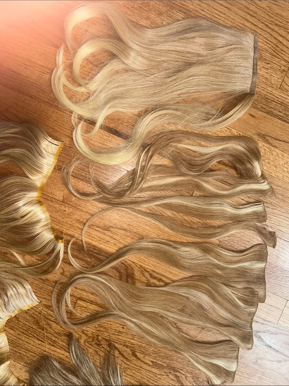 MULTI SETS Human Clip-In Hair Extensions Sets - natural Blonde Highlights